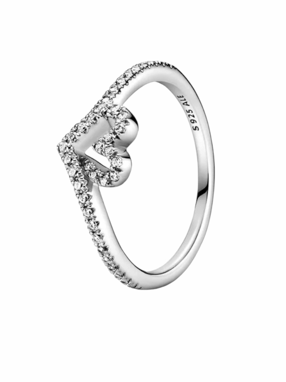 Pandora Sparkling Wishbone Heart Ring Sterling Silver